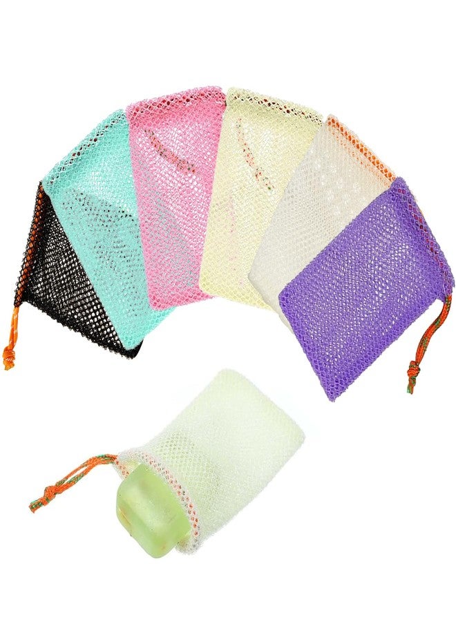 QIYUDA 6 Pack Bar Soap Bag, Exfoliating Net Mesh Soap Savers Pouch Drawstring Holder Bags for Shower - Image 1